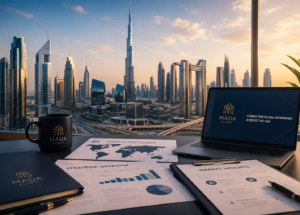 Dubai skyline + documents Dubai skyline + documents