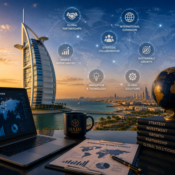 Global business strategy at sunrise